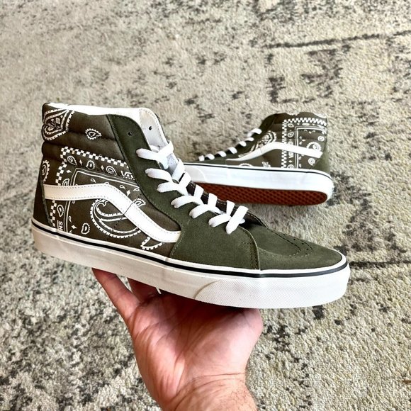 Vans Other - VANS‎ Mens Sk8 Hi Peace Paisley Olive Green Bandana Sneakers New Multiple Sizes